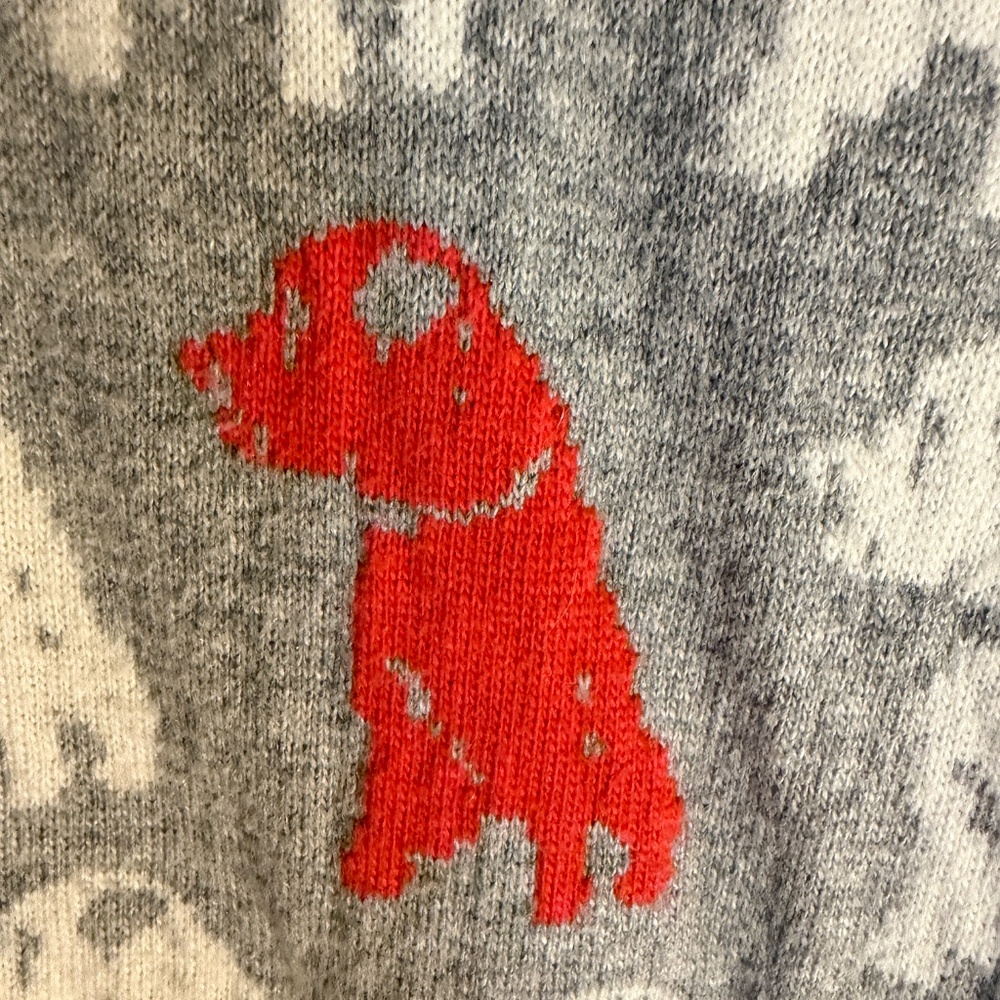 Boden Women's Dog Novelty Gray Red and White Sweater Size 6 - Picture 3 of 9